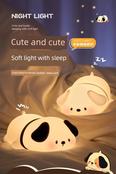 Şarj Edilebilir LED Gece Lambası - Mırıldayan Kedi - 2 Kademeli Parlaklık - 8
