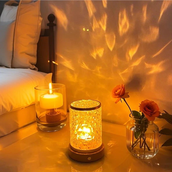 Romantik Çift Gece Lambası - Küresel Üç Renk Kısılabilir - Şarjlı