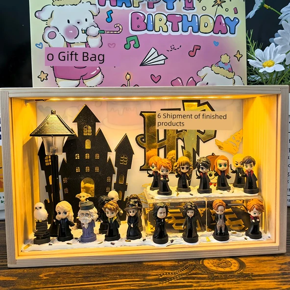 Harry Potter El Yapımı Masa Lambası - Mini Natürmort Hediye Seti - Fişli Model - 3