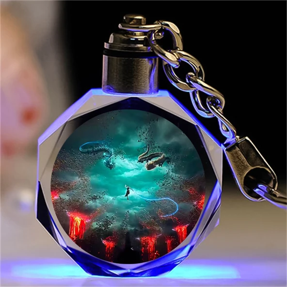 Nezha Film Karakter Anahtarlık - Xihai Ejder Kralı Teyze Ao Leap 2 Renkli Oyma Hediye Kutusu - Resim 3