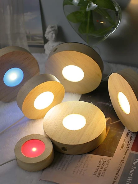 Yuvarlak Buzlu LED Gece Lambası - 6cm Üç Renkli Fişli - 5