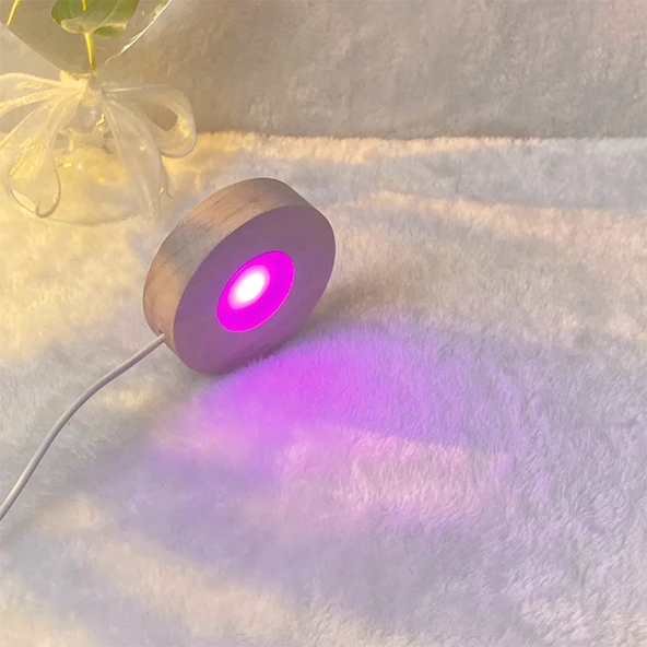 Yuvarlak Buzlu LED Gece Lambası - 8cm Renkli Fişli