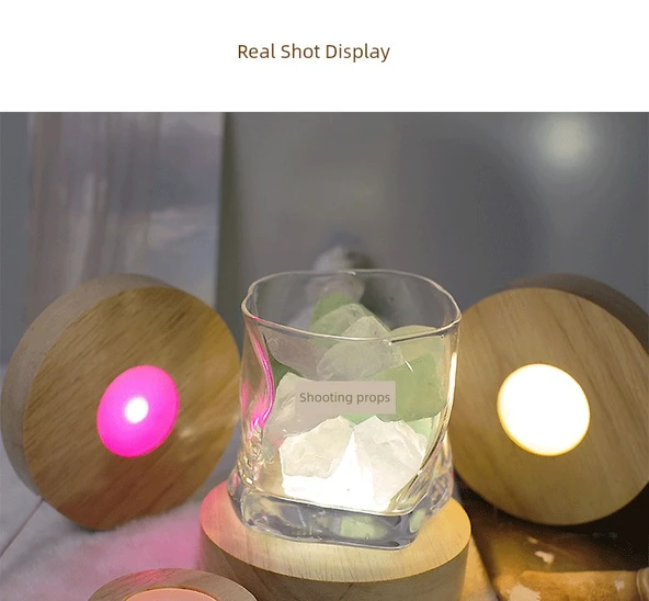 Yuvarlak Buzlu LED Gece Lambası - 8cm Üç Renkli Şarjlı - Resim 11