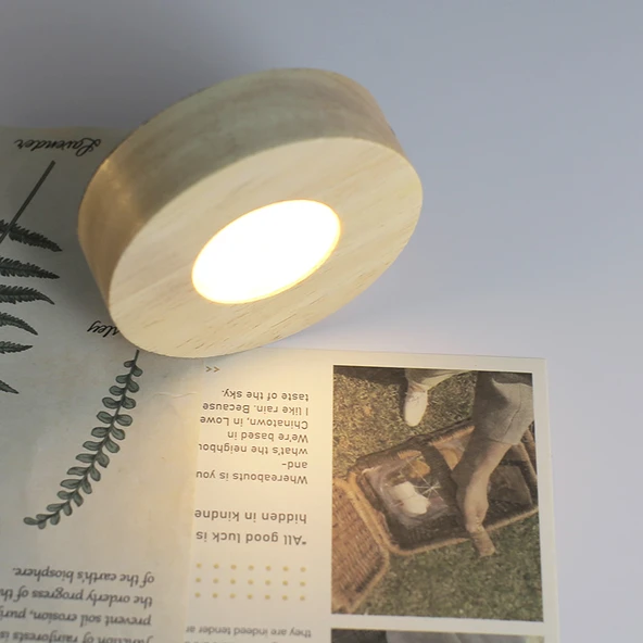 Yuvarlak Buzlu LED Gece Lambası - 8cm Sıcak Işık Şarjlı