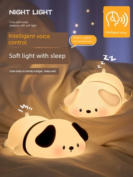 Şarj Edilebilir LED Gece Lambası - Mırıldayan Kedi - 2 Kademeli Parlaklık - 2