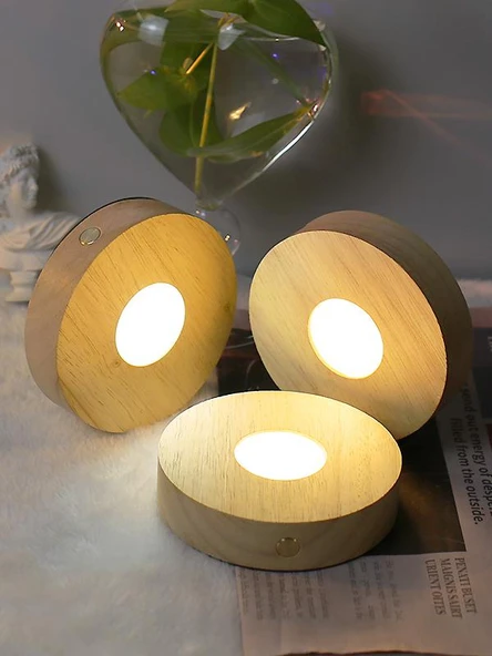 Yuvarlak Buzlu LED Gece Lambası - 8cm Sıcak Işık Fişli - Resim 4