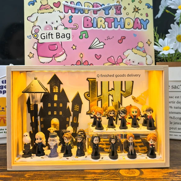 Harry Potter El Yapımı Masa Lambası - Mini Natürmort Hediye Seti - Fişli Model - 2