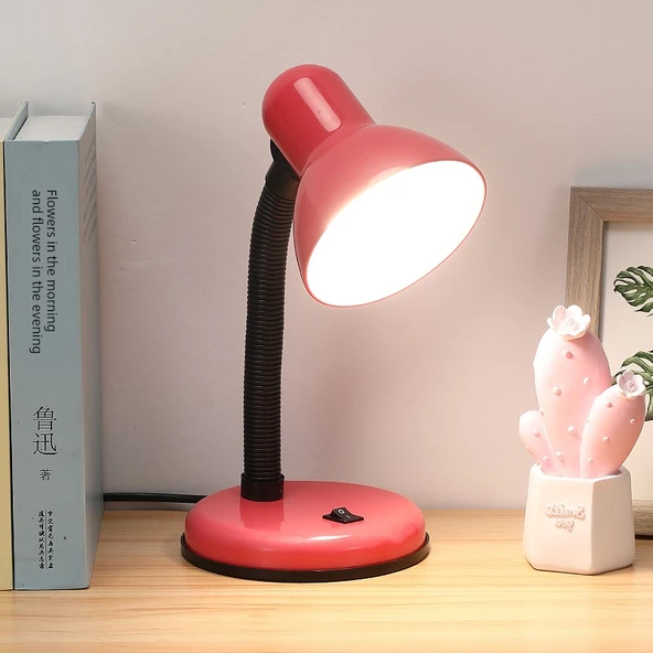 LED Takılabilir Öğrenci Masa Lambası - Göz Korumalı - Pembe 5W 3 Renkli