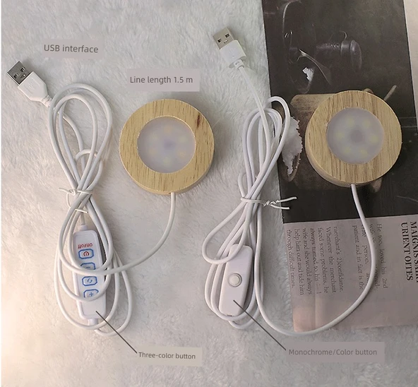 Yuvarlak Buzlu LED Gece Lambası - 6cm Üç Renkli Fişli - 8