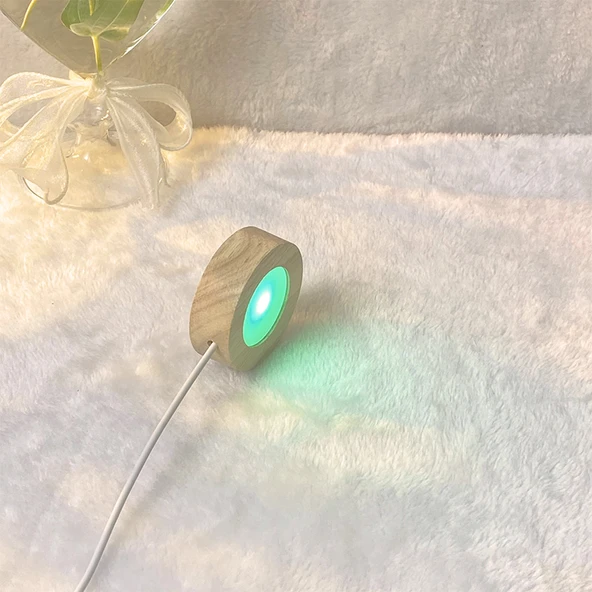 Yuvarlak Buzlu LED Gece Lambası - 6cm Renkli Fişli (Gradyan)