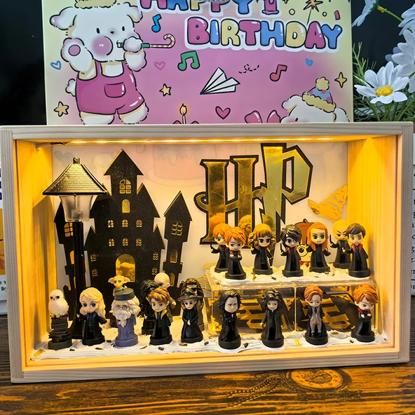 Harry Potter El Yapımı Masa Lambası - Mini Natürmort Hediye Seti - Fişli Model - 10