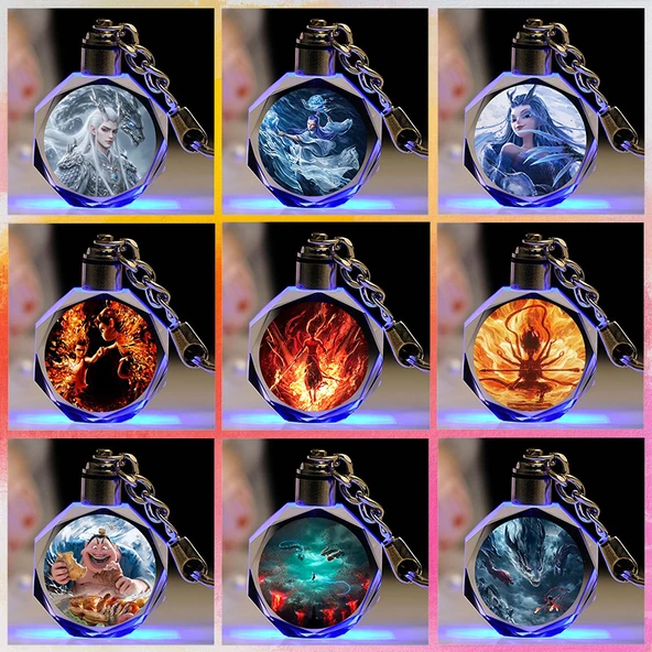 Nezha Film Karakter Anahtarlık - Xihai Ejder Kralı Teyze Ao Leap 2 Renkli Oyma Hediye Kutusu - Resim 2