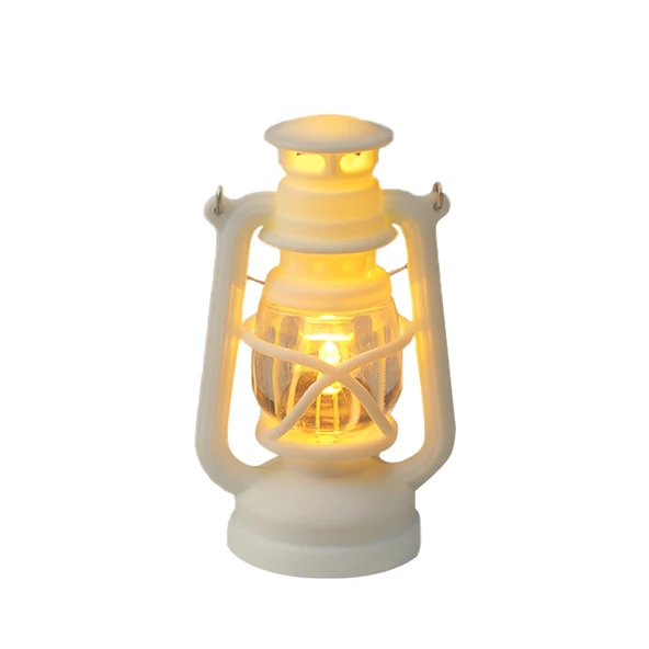 Mini Retro LED Mum Fener Gece Lambası - Siyah Mini Fener Sıcak Işık - 6