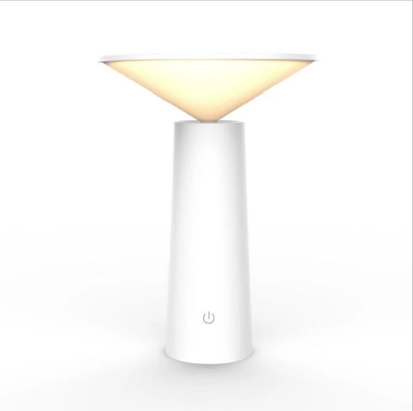 LED Göz Koruma Masa Lambası - USB Şarjlı Mantar Başucu Lambası - Beyaz