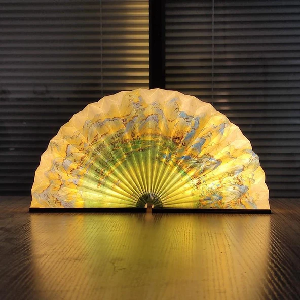 Fan Şeklinde Kitap Lamba - Qianli Jiangshan Çizelgesi - Organ Fan Işığı, 2.5W