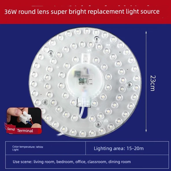 Yuvarlak LED Manyetik Tavan Lambası - 36W Beyaz Işık 23cm (Model 2)
