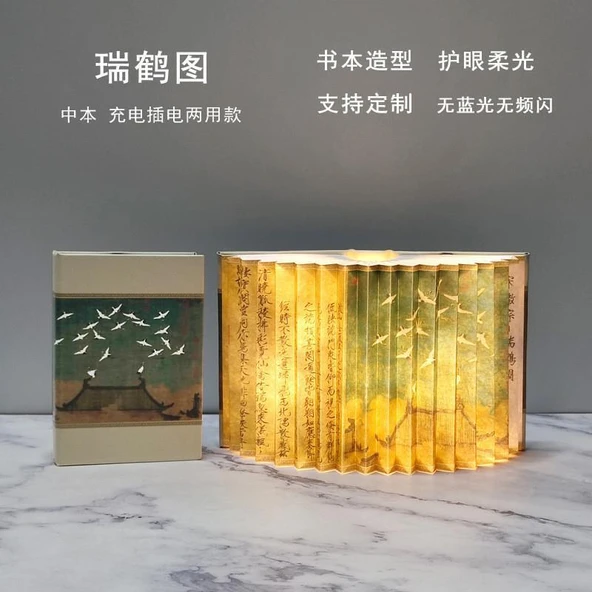 Fan Şeklinde Kitap Lamba - Song Huizong-Ruihe Tu - Orta Boy Ekran, 2.5W