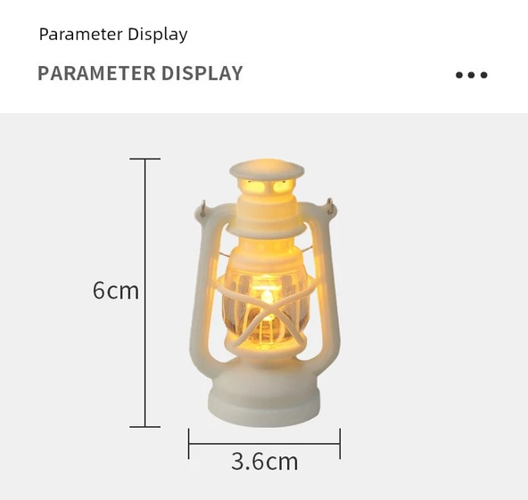 Mini Retro LED Mum Fener Gece Lambası - Siyah Mini Fener Sıcak Işık - 8