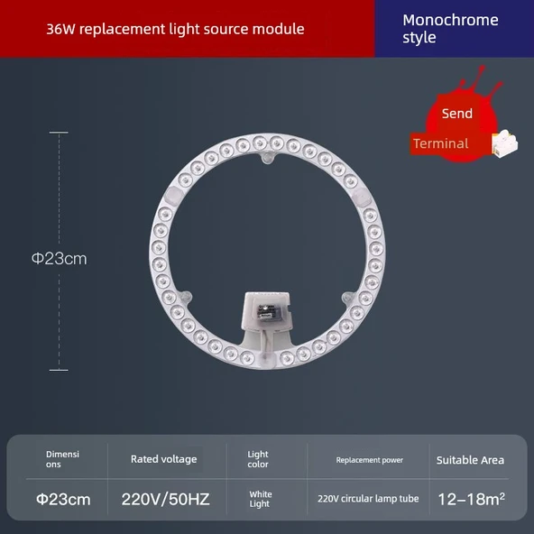 Halka LED Manyetik Tavan Lambası - 36W Beyaz Işık 23cm (Model 3)