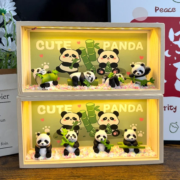 Yemek Yiyen Yatan Panda Gece Lambası - Pilli Model