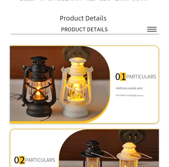 Mini Retro LED Mum Fener Gece Lambası - Beyaz Mini Saray Lambası Sıcak Işık - 10