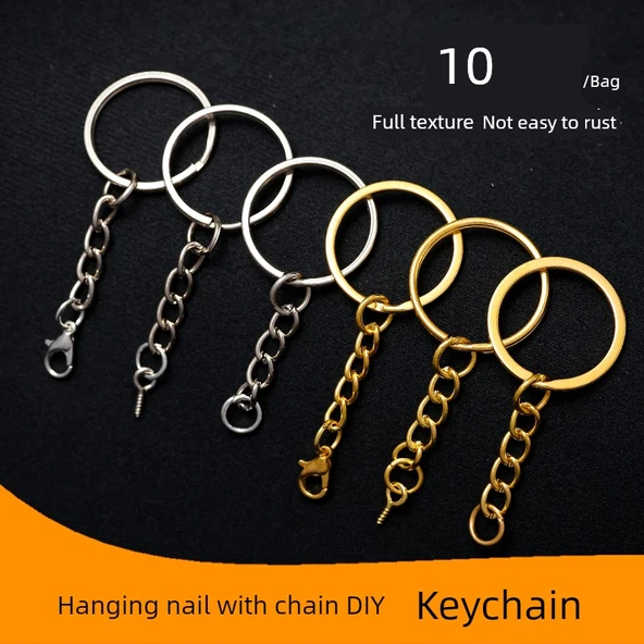 DIY Metal Anahtarlık Ucu - 25mm Bronz Tek Halkalı [10 Adet] - 2