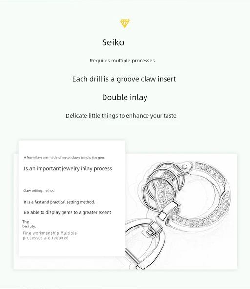 Elmas Detaylı Anahtarlık - Zincir ve Tokalı - Rose Gold - Resim 11