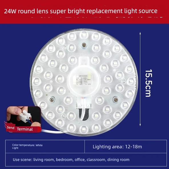 Yuvarlak LED Manyetik Tavan Lambası - 24W Beyaz Işık 15.5cm