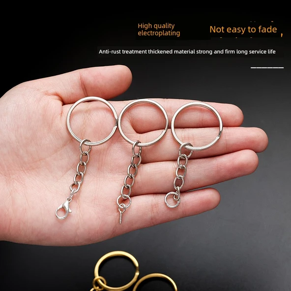 DIY Metal Anahtarlık Ucu - 25mm Bronz Tek Halkalı [10 Adet] - 3
