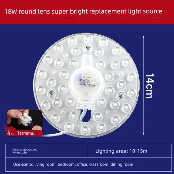 Dairesel LED Manyetik Tavan Lambası - 18W Beyaz Işık 14cm