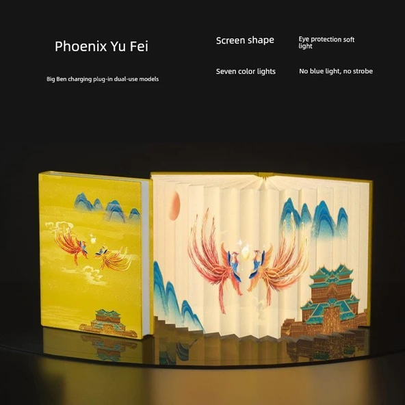 Fan Şeklinde Kitap Lamba - Phoenix Yu Fei - Büyük Boy Ekran, 2.5W