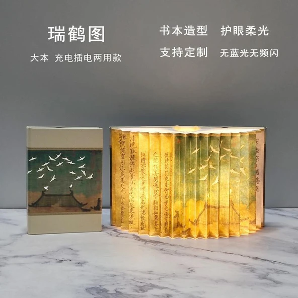 Fan Şeklinde Kitap Lamba - Song Huizong-Ruihetu - Büyük Boy Ekran, 2.5W