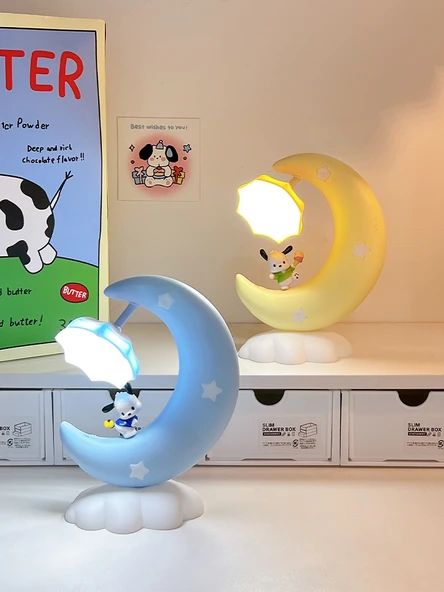 Sevimli Çocuk Başucu Ay Lamba - Sakura Tozu - Resim 2