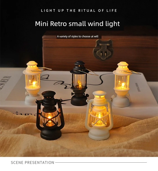 Mini Retro LED Mum Fener Gece Lambası - Beyaz Mini Saray Lambası Sıcak Işık - 7