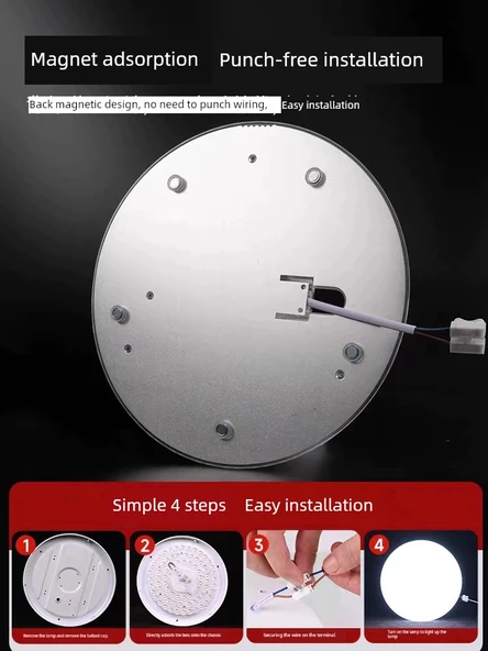 Halka LED Manyetik Tavan Lambası - 36W Beyaz Işık 23cm (Model 2) - 4