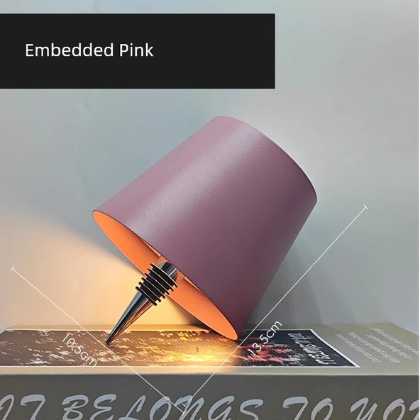 Yaratıcı Şarap Şişesi Masa Lambası - Pembe - Demir - Kademesiz Dimleme - USB-C