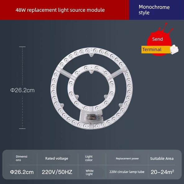 Dairesel LED Manyetik Tavan Lambası - 48W Beyaz Işık 26.5cm