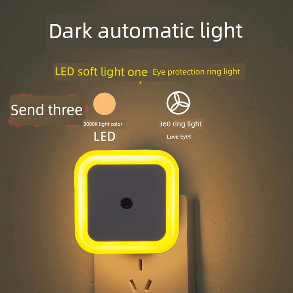 LED Takılabilir Gece Lambası - 1 Alana 2 Bedava Sarı (3 Adet)