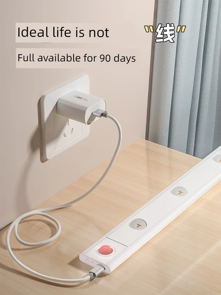 LED İnsan Vücudu Algılama Lambası - 100cm - USB Şarjlı - Üç Renk Kademesiz Dimleme - 3