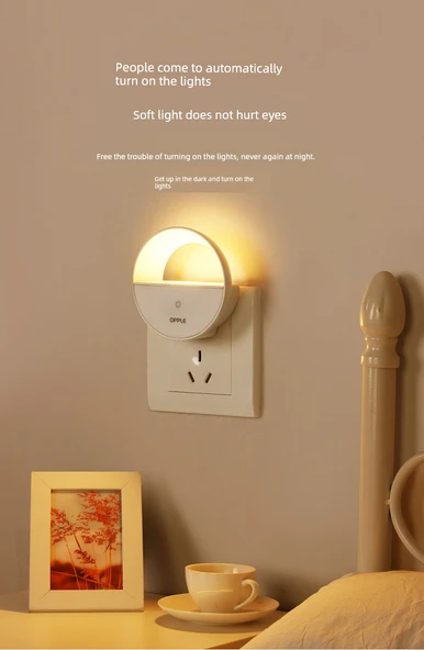 LED Başucu Lambası - Ay Desenli - Basmalı Anahtar - Sarı Işık - 8