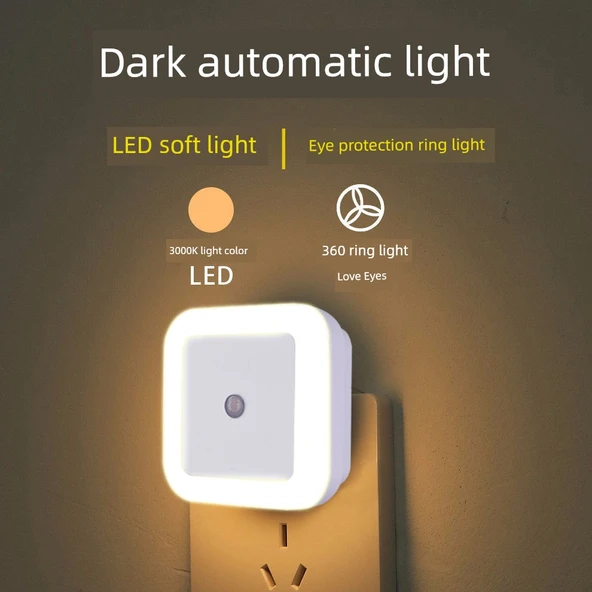 LED Takılabilir Gece Lambası - Kare Sarı - 3