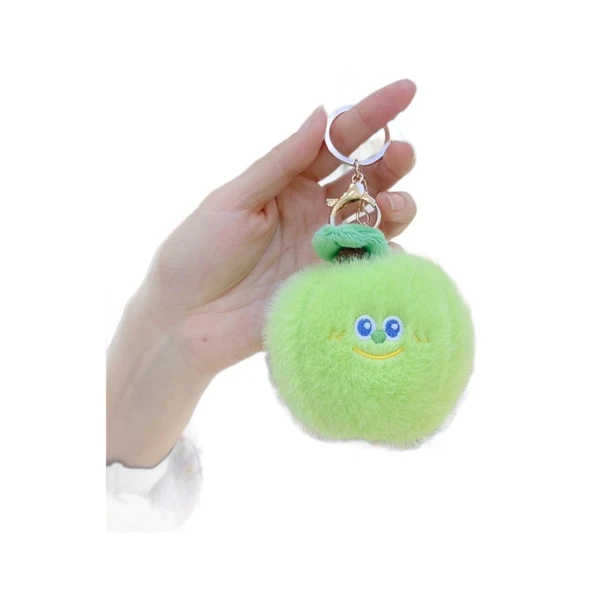 Sevimli Vizon Tüylü Meyve Sebze Peluş Bebek Kolye Anahtarlık - Vizon Tüylü Havuç, 8-14cm Altın Metal Tokalı - 6
