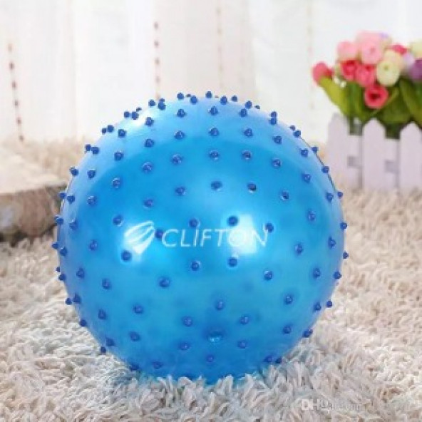 Clifton Dikenli Yoga Pilates Aeorobik Jimnastik Topu 65 cm Mavi+ Pompa