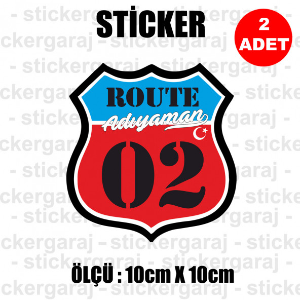 02 ADIIYAMAN 2 adet plaka sticker - il sehir rota etiket
