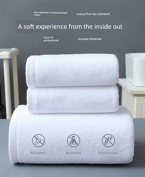 Otel Tipi Beyaz Pamuklu Banyo Havlusu 600g İş Oteli 75x150cm - Resim 6