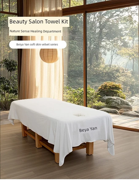 Güzellik Salonu Havlusu - Gri Kadife Yatak Örtüsü 200x100cm - Resim 7