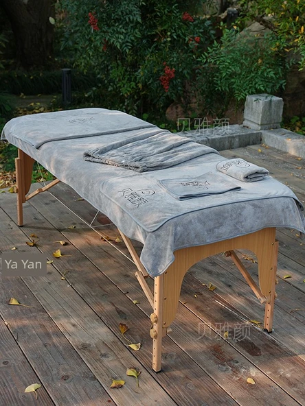 Güzellik Salonu Havlusu - Gri Kadife Yatak Örtüsü 200x100cm - Resim 4