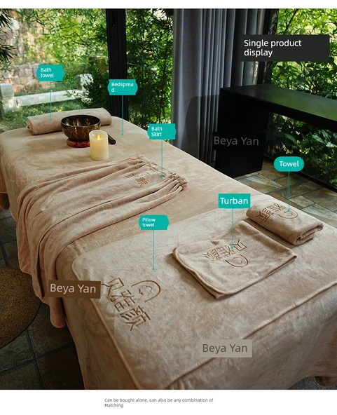 Güzellik Salonu Havlusu - Gri Kadife Yatak Örtüsü 200x100cm - Resim 10