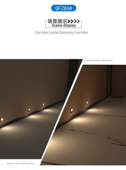 LED 86 Tip Radar Sensörlü Koridor Lambası - Gri 2W Beyaz Işık (Ayarsız, Radar Sensörlü) - 9