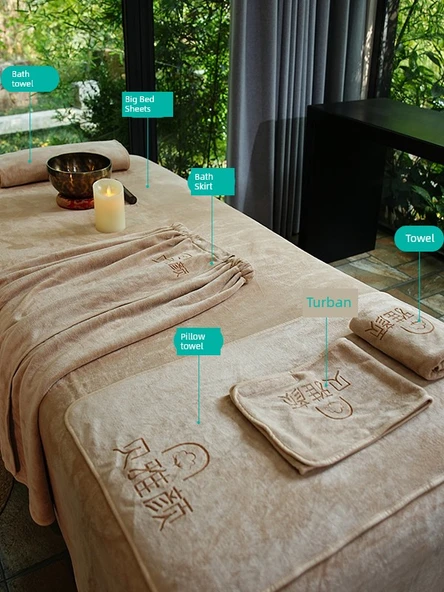 Güzellik Salonu Havlusu - Gri Kadife Yatak Örtüsü 200x100cm - Resim 6